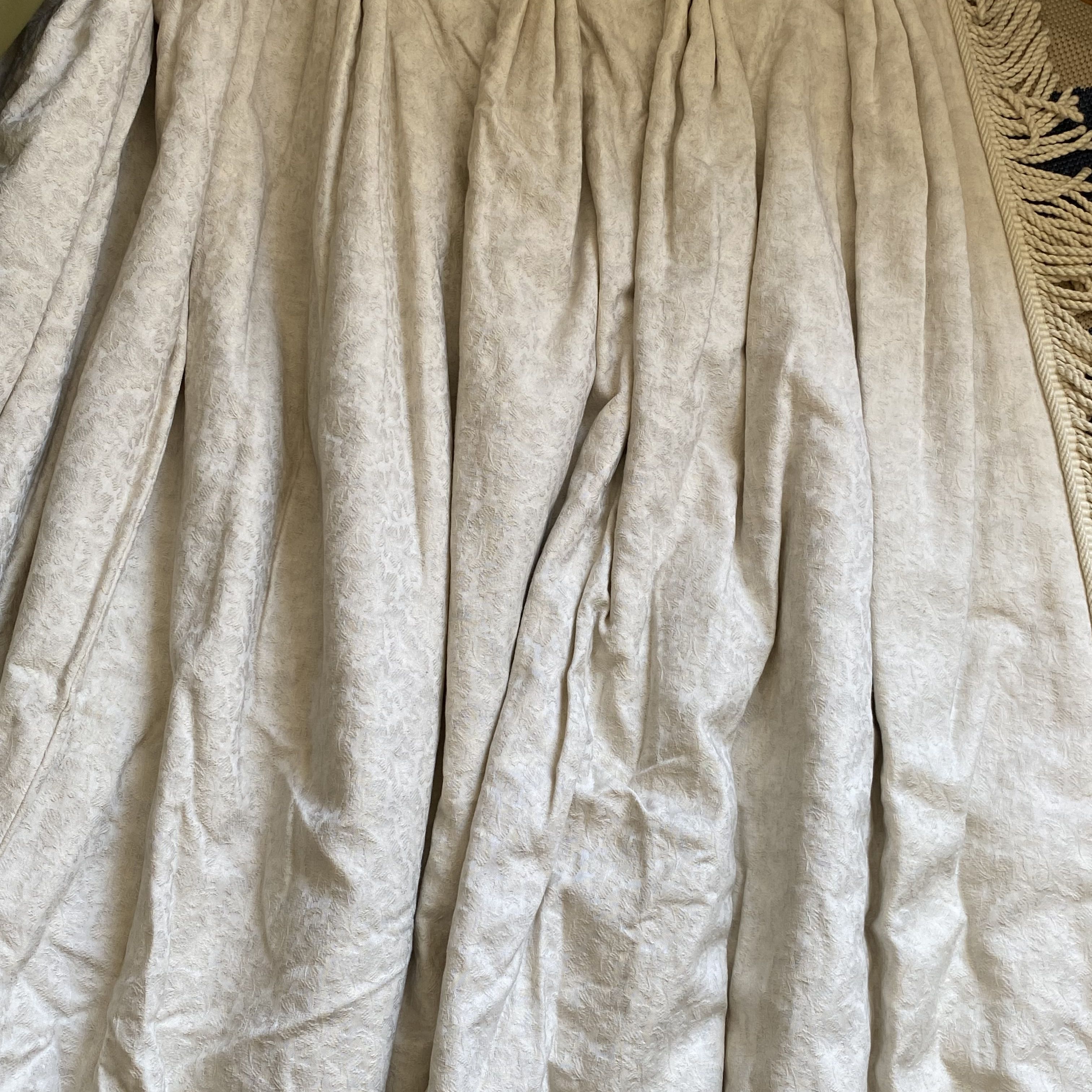 Cream Brocade Curtains with Tassle Trim (Pair 2)