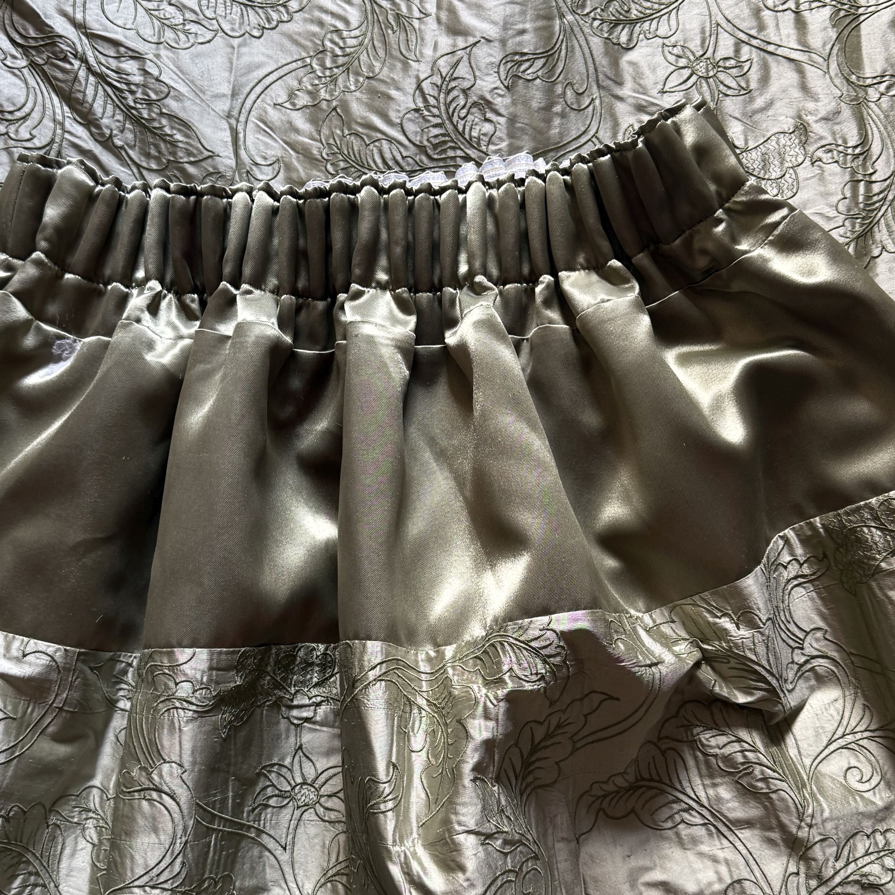 Beautiful Apple Green Embossed Silk Curtains with Optional Soft Pelmet and Tiebacks