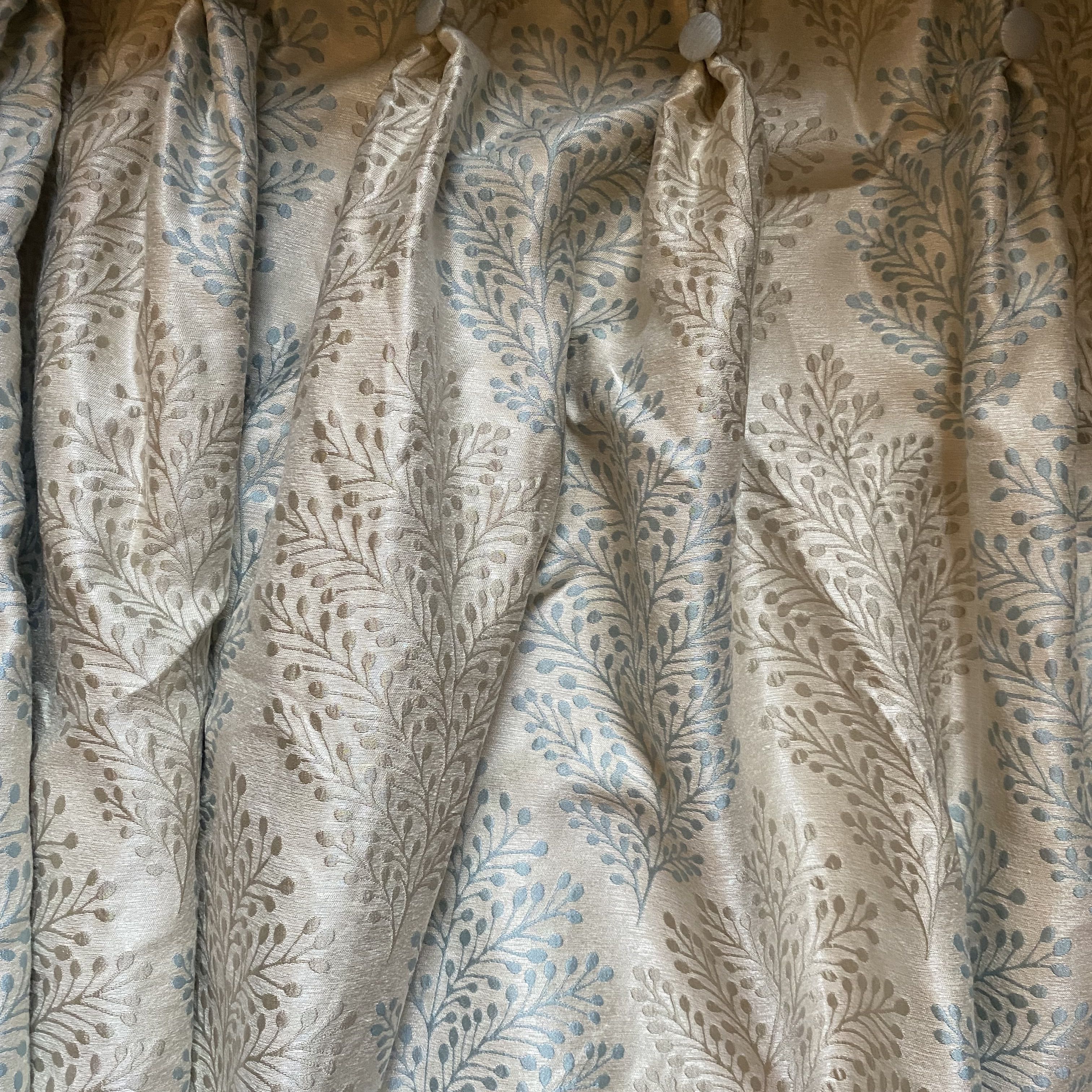Pretty Beige and Blue Embroidered Curtains