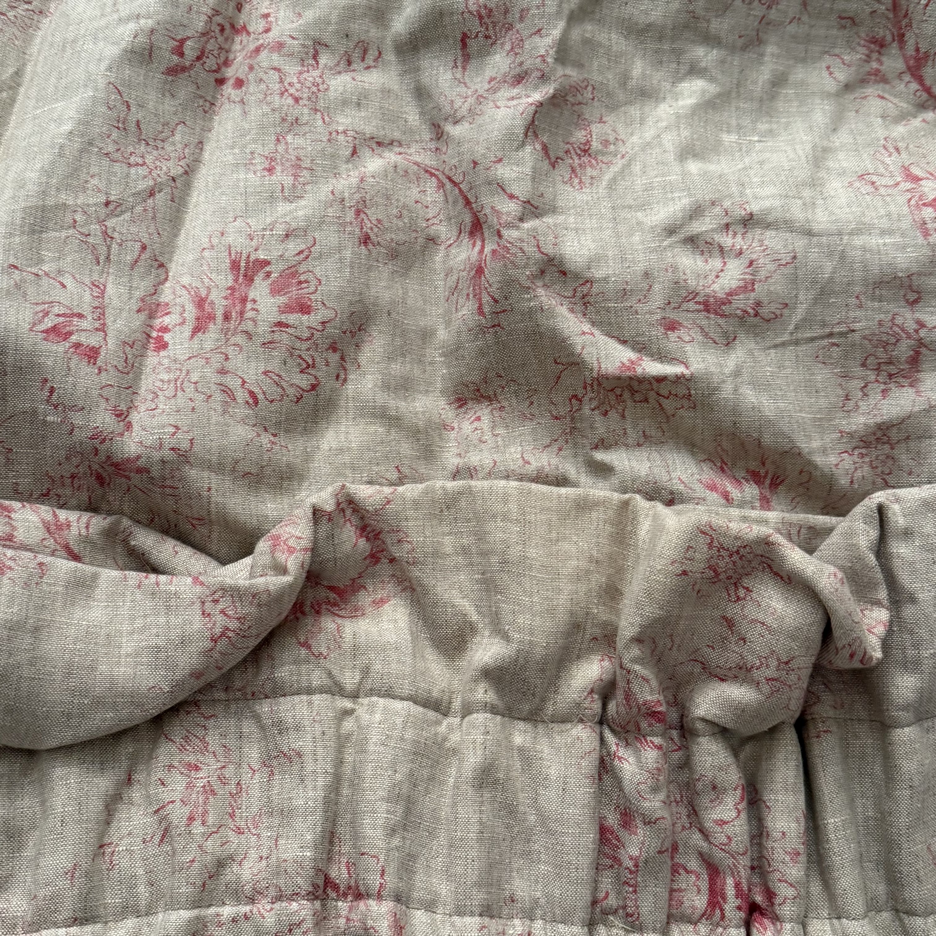 Gorgeous Cabbages & Roses Meggernie Raspberry on Natural Linen Curtains