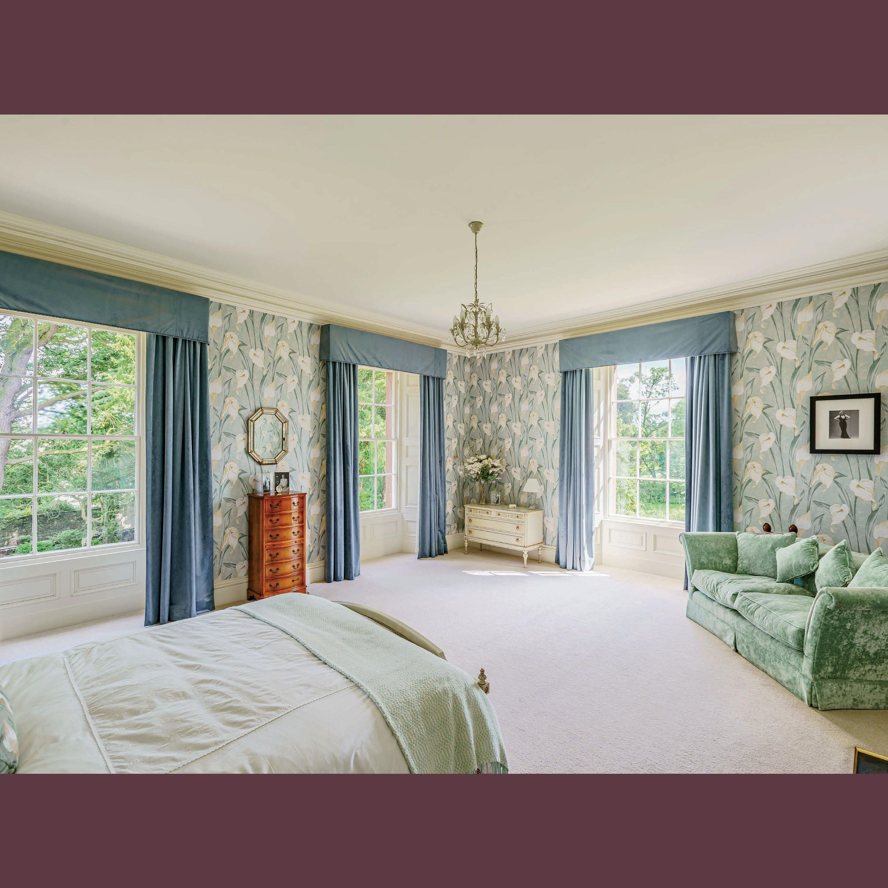 Beautiful Corn Blue Velvet Curtains with Optional Soft Pelmet (Pair 2)
