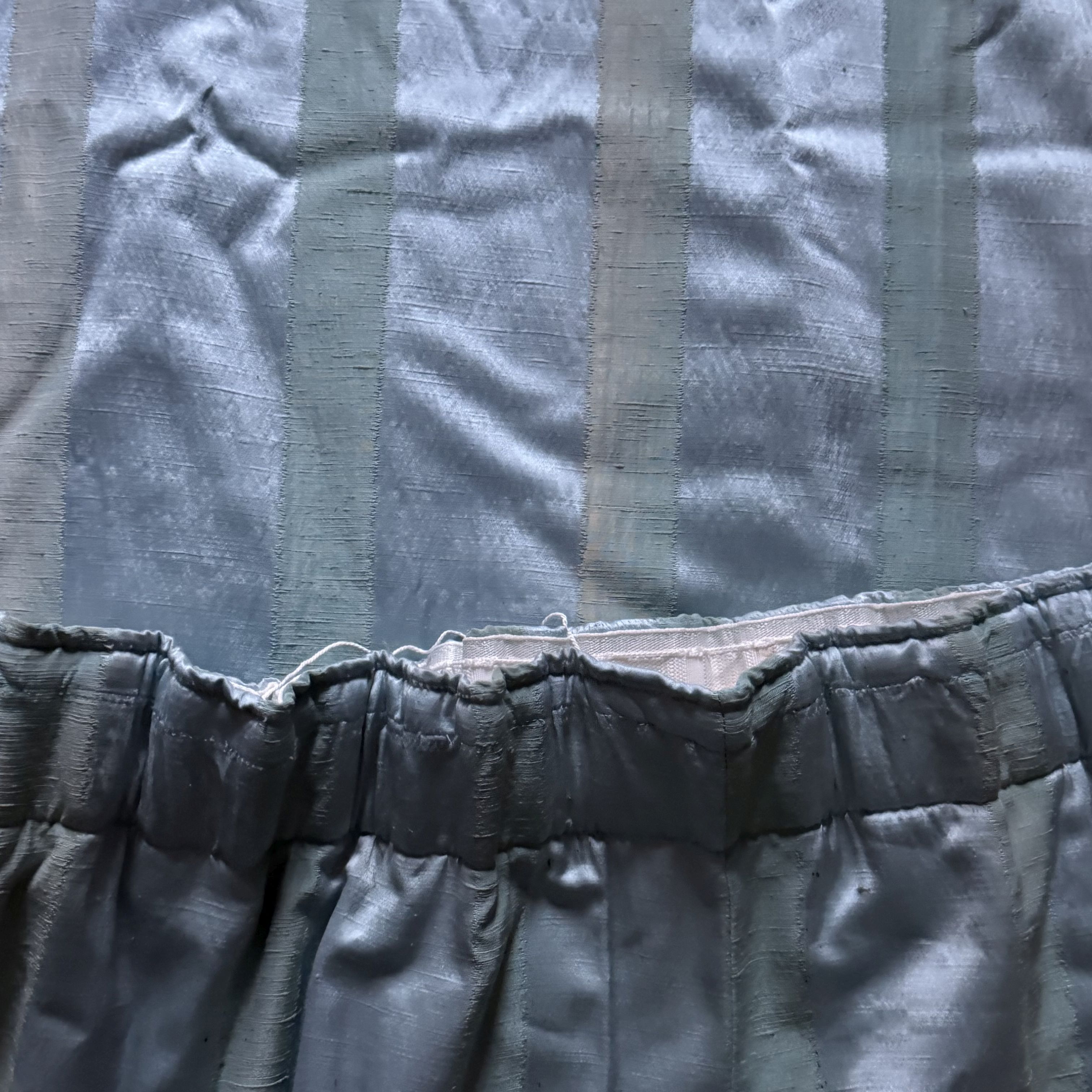 Vintage Turquoise Blue Satin Striped Curtains